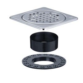 4” Drain Grate Kit Set Replacement, Height Adjustment Collar and Ring - SS304 Grates and Durable ABS - Compatible with Kerdi-Drain Flange - Easy Installation (Chrome Plate)