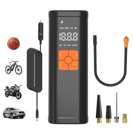 HONKYOB Tire Inflator Air Pump Portable Air Compressor，Fast Inflation USB Tire Pump with LED Light&LED Digital Pressure Gauge for Car, Motorcycle, Bicycle, Ball
