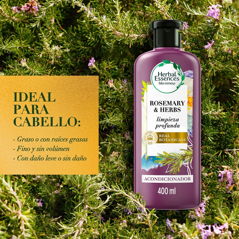HERBAL ESSENCES Bio:Renew, Acondicionador Rosemary & Herbs, Sin Parabenos ni