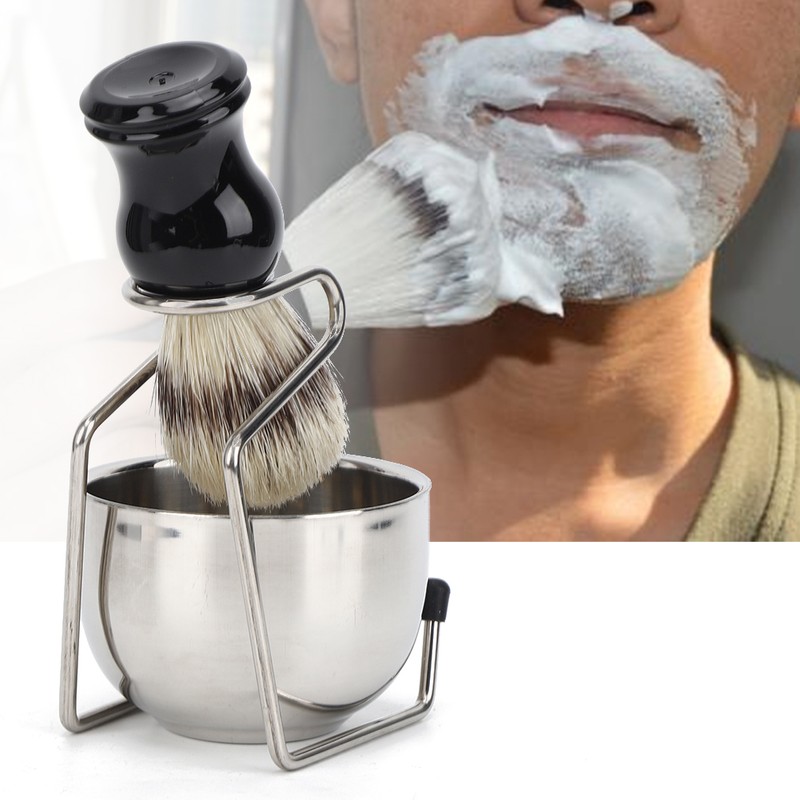 3Pcs/Set Shaving Tool Kit Brush with Stainless Steel Bowl Bracket