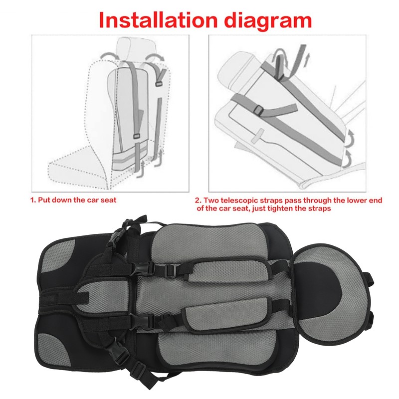 Children Safety Seat Simple Car Portable Seat Foldable Adjustable Strap