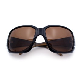 SA106 Polarized Lens Oversize Rhinestone Bling Iced Out Womens Sunglasses Brown