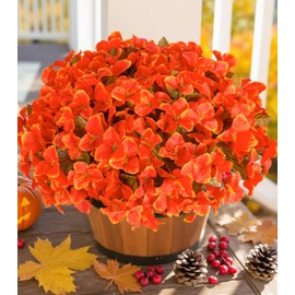 Ivydale Artificial Fall Flowers for Outdoors, 4 Bundles Faux Silk Bougainvillea Flower Plants Fake Outdoor Flowers for Planter Patio Porch Window Garden Home Decoration, Fall Orange
