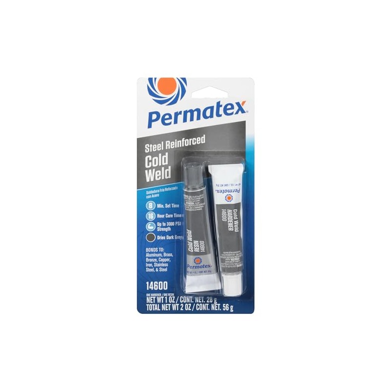 Permatex 14600 Cold Weld Bonding Compound, Two 1 oz. Tubes