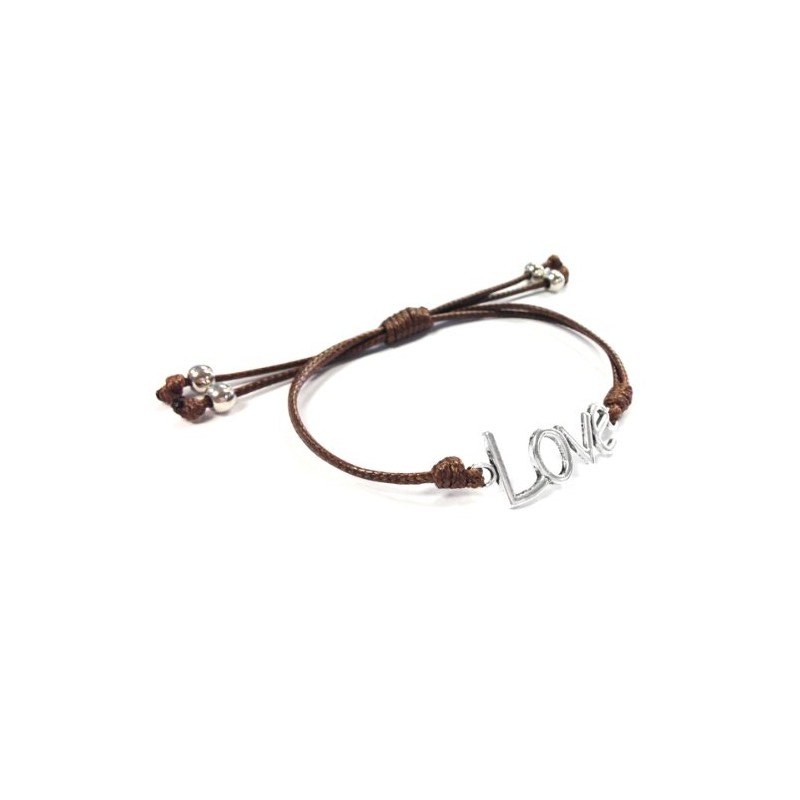 Wrapables Adjustable Love Leather Corded Bracelet