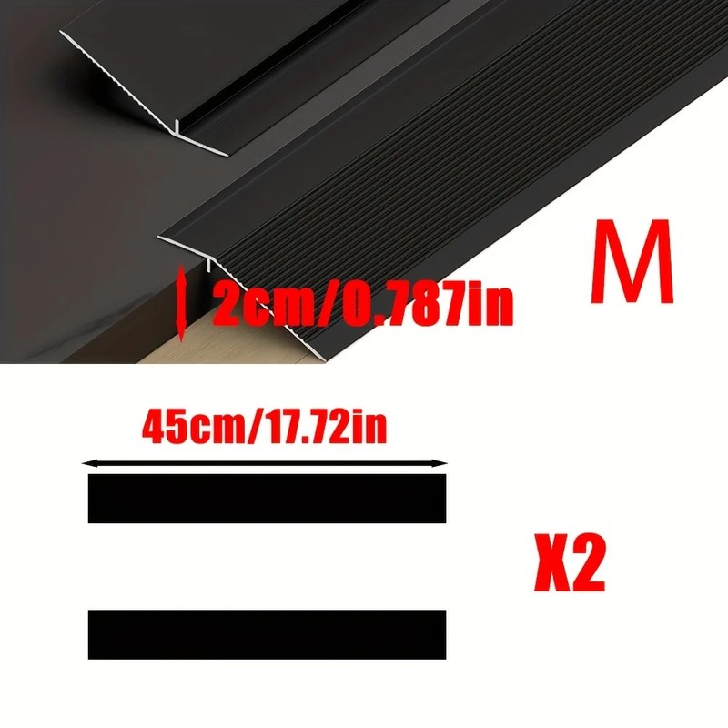 17.72-Inch Modular Aluminum Ramp for Doorway Transitions – 2-Piece Anti-Slip