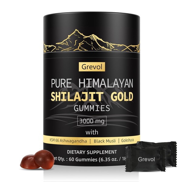Grevol Pure Himalayan Shilajit Gummies: Gold Grade Shilajit Riched with