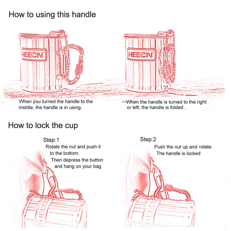 HEECN Lightweight Carabiner Cup with Lid - Coffee Cups -