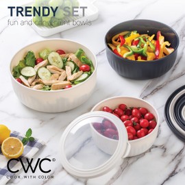 COOK WITH COLOR Prep Bowls with Lids- Wide and Deep Nesting Plastic Small Mixing Bowl Set with Lids, 12 Piece Set - Wide Bowls, Speckled Black