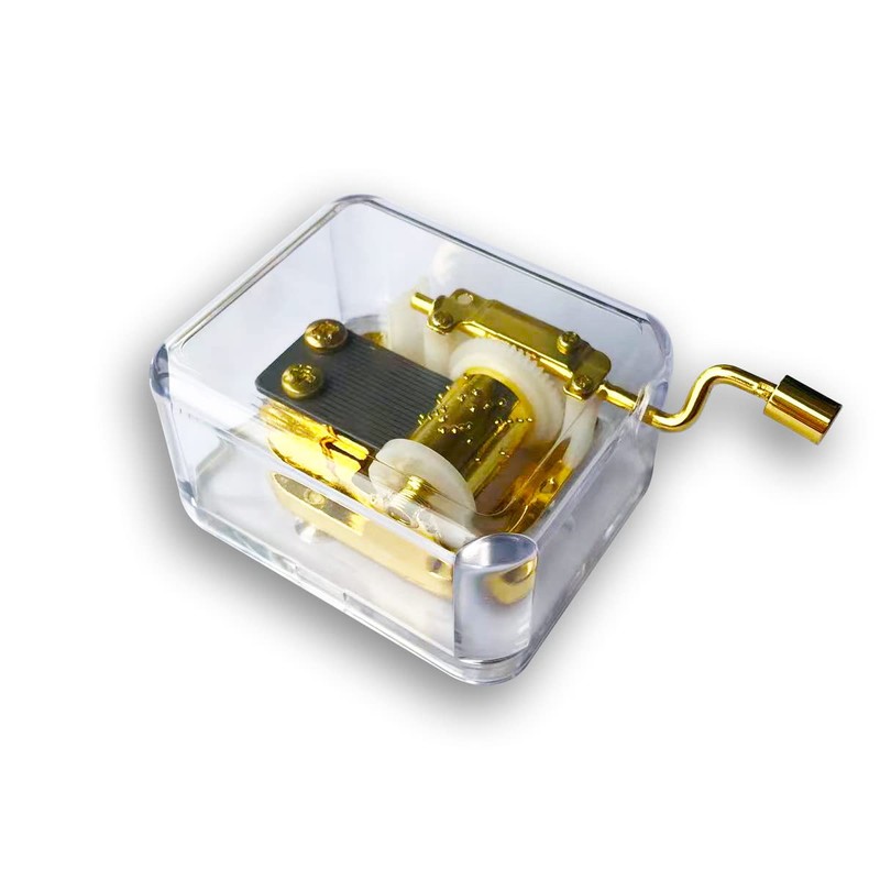 BinkeGG Acrylic Hand Crank Music Box with Sankyo Musical Mechanism