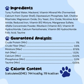 Queen's Cat & NUTRI PLAN Wet Cat Food Gourmet Tuna & Mackerel Meat Recipe 5.64 oz Cans, High Protein Taurine Rich, No Added Preservatives or Seasonings, Complete Balanced Nutrition, Pack of 24
