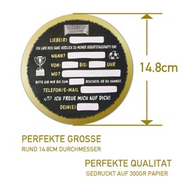 12 Football Invitation Cards Children's Birthday 14.8 cm Round Football Invitation for Children's Birthday Party for Boys and Girls Birthday Party Children's Party Birthday Invitations (Flag Colour)