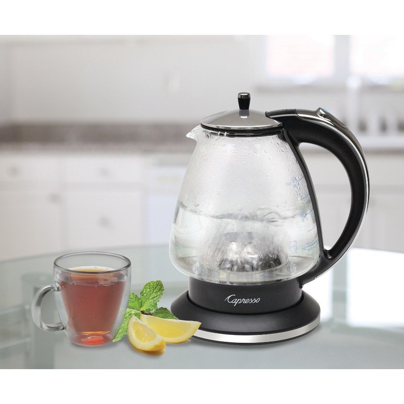 Capresso H2O Glass Rapid-Boil Kettle (48 oz, Black/Polished Chrome)