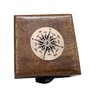 Antique Brass Compass Functional Direction Sailor Article Brown Wood Royal