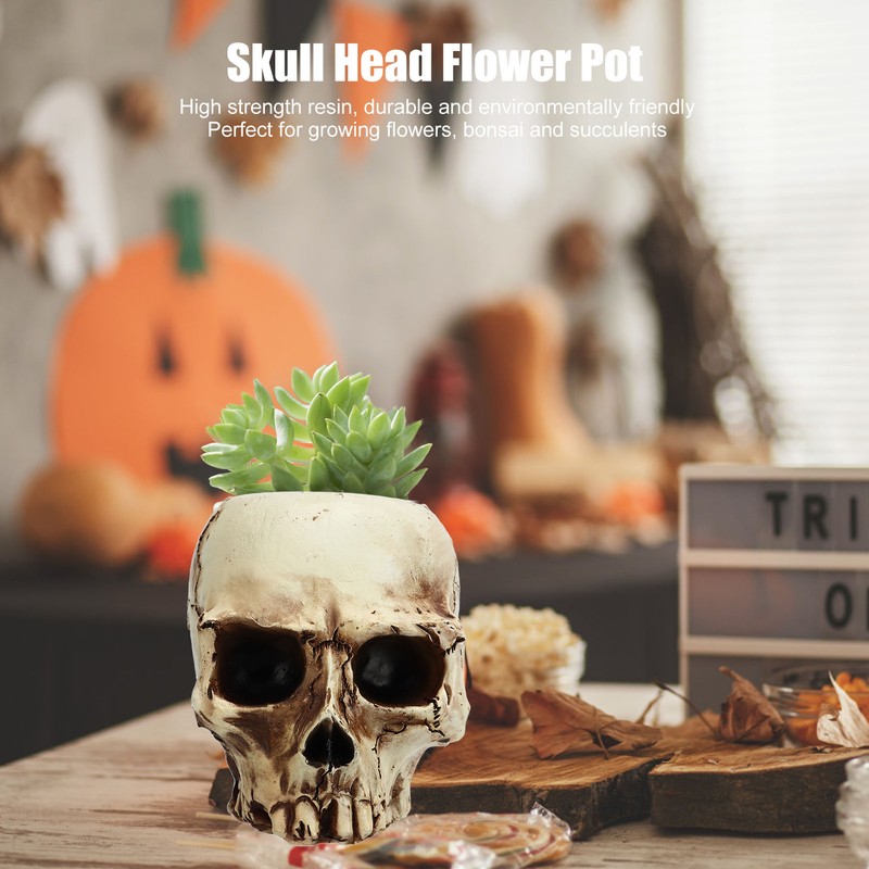 Skull Head Flower Pot Resin High Strength Clear Shape Skull