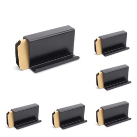 HUANR Glass Door Handle, 6 Pack Shower Door Handles, No Drilling, Glass Door Fitting, Black Glass Door Handle, for Frameless Glass Doors with a Thickness of 3-6 mm