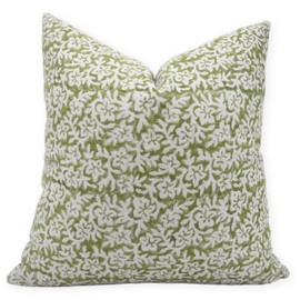 Fabritual Thick Linen Handmade Square Shape Throw Pillowcase Cushion Cover with Zipper, Fall Summer, Home Décor for Sofa/Couch, Bench, Chair, Patio, Balcony, Porch, Living Room - 14X14 Inch, Green