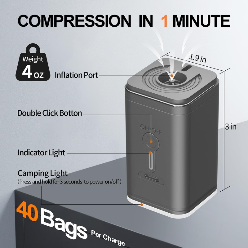 Vacuum Bags for Travel Luggage with Wireless Pump, Compression Bags