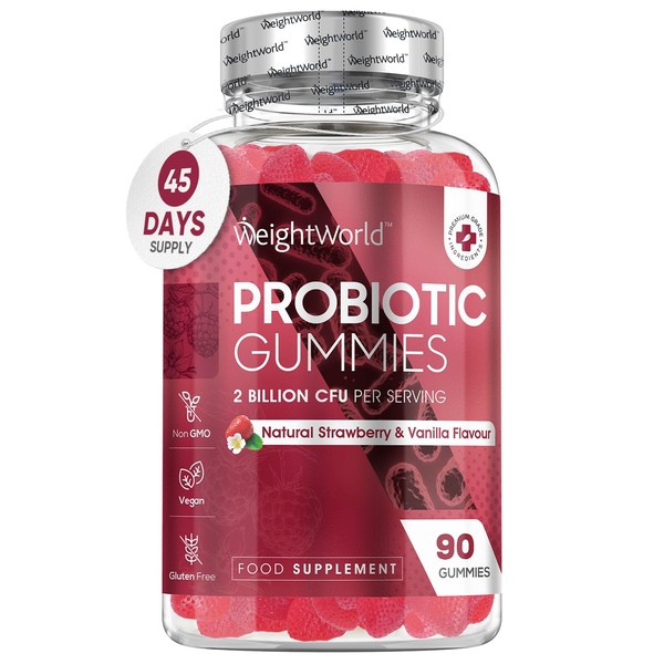 Probiotic Gummies with Prebiotic - 90 Tasty & Vegan Gummies - 2000 Million CFU - Spore-Forming Bacillus Coagulans & Inulin - Gut-Friendly Pre and Probiotics - Digestion Supplement for Women & Men