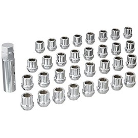 West Coast Wheel Accessories 14X1.5 Open Bulge Acorn Spline Lug Nuts 0.85" 8 Lug Install Kit Chrome