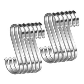 WEERSTONE S Hooks 12 Pack Stainless Steel S-shaped Hooks, Heavy Duty Metal Hooks, Bathroom, Bedroom, Office, Kitchen, Shop