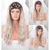 VEBONNY Headband Wigs, Synthetic Blonde Wigs with Headband (Detachable), Ombre