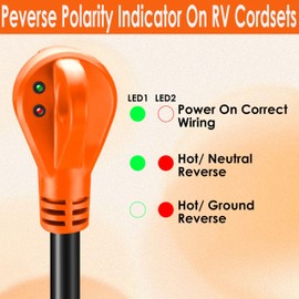 Ficstar 30 Amp RV Extension Cord,15 ft,Heavy Duty Generator Extension Cord with LED Power Indicator,30 AMP Female 90° Twist Lock Adapter with Reverse Polarity Lamp,NEMA TT-30P to L5-30R,120V/125V