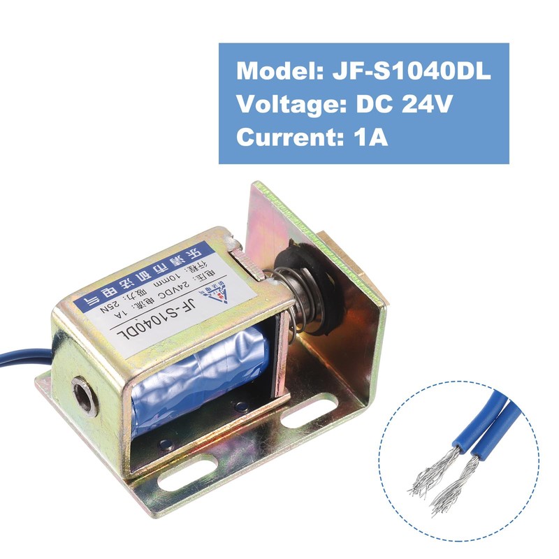 sourcing map DC 24V 1A Solenoid Electromagnet Push Pull Type