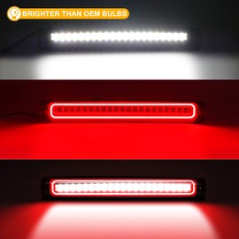 R&F Auto F1 Style Strobe LED Third Brake Light Replacement for F150 (1997-2003), F150 Heritage (2004) Roof Cargo Lights High Mount Stop Lamp with Seal Foam Gaskets (Red Clear Lens)