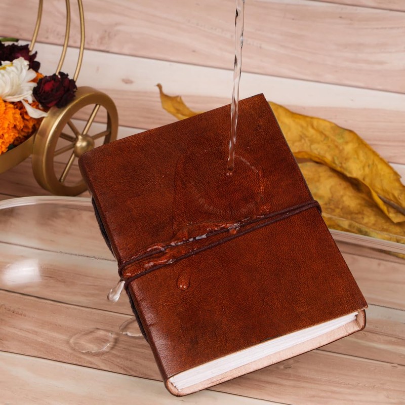 Handmade Bonded Leather Journal Notebook with Unlined Paper, Vintage Leather