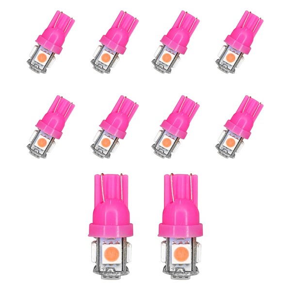 SWQS 10PCS 194 LED Bulb Pink, Super Bright 5050 5SMD