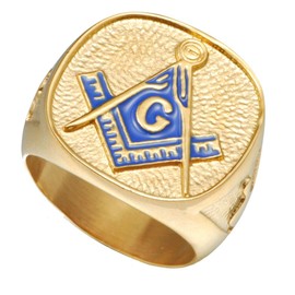 Jude Jewelers Stainless Steel Freemason Signet Style Masonic Ring, enamel