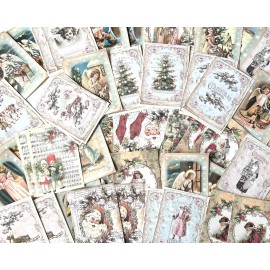 Christmas Card Tags Lot Of 50 Vintage Themed  Xmas Cards Christmas Crafts  #XC29