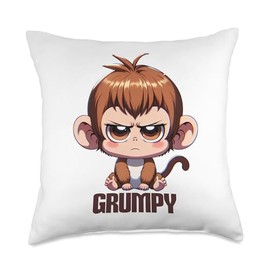 Grumpy monkey meme Throw Pillow