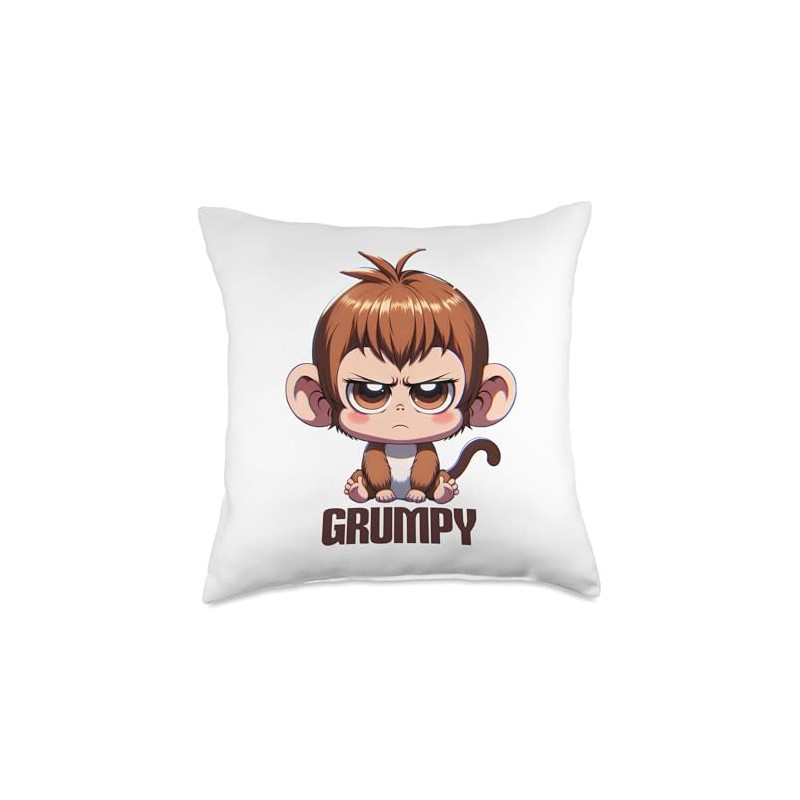 Grumpy monkey meme Throw Pillow