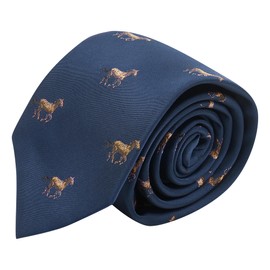 King & Priory Navy Blue Embroidered Horse Tie