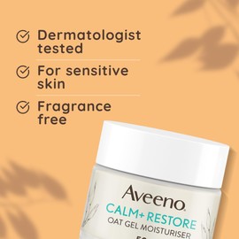 Aveeno Aveeno Face Calm+Restore Oat Gel Moisturiser (1x 50ml), Face Moisturiser to Instantly Soothe and Replenish the Skin's Moisture Barrier, Intensely Nourishing Day Cream, Tested on Sensitive Skin