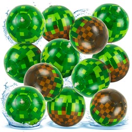 24 Pack Pixel Themed Beach Balls - 6 Inch Floating Balls for Party Favors