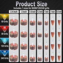 28 Pcs Flap Wheel Sander Set, 60/80/120/240 Grits Sanding Wheel for Drill,1/4 Inch Hex Shank Die Grinder Accessories, Drill Sanding Attachment of 7 Sizes