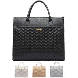 Monaco Tote Bag by Luli Bebe - Women's Designer Luxury Vegan Leather Tote Bag Large, Ladies Weekender Handbag (Ebony Black)