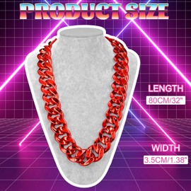 Huquary Big Chain Necklace Detachable Hip Hop Rapper Fake Chain Plastic Necklace 80s 90s Costume