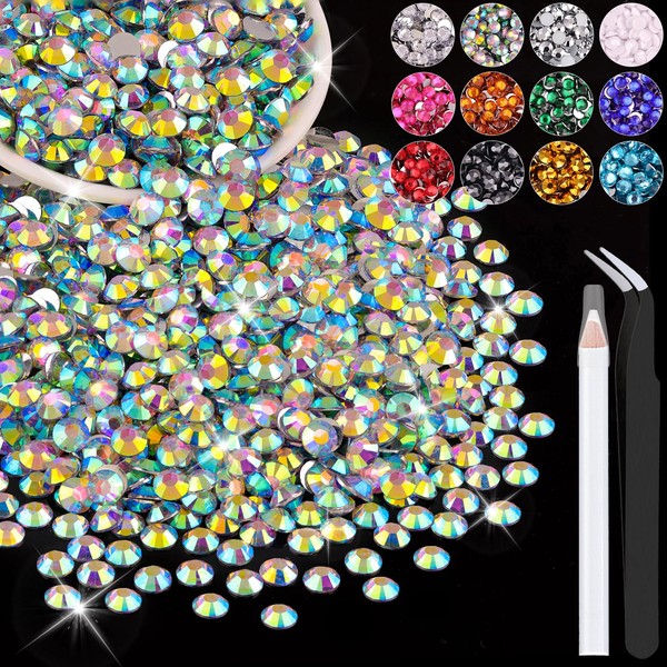 4000PCS 4mm Resin Rhinestones in Bulk (AB), Bedazzling Flatback Crystals