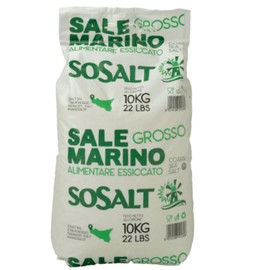 SOSALT DAL MARE DI TRAPANI Coarse Sea Salt, by SoSalt, Sicilian, 22 lb (10 kg) Bulk, Foodservice Bag, Canning, Pickling, Cooking, Grilling, Asado, Parilla, Steak, Trapani, Mediterranean, Sicily, Italy