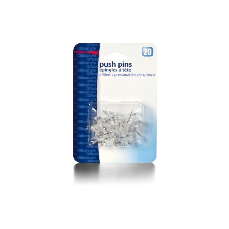 Officemate Pushpins, Clear, Pack Of 20 (92607)
