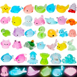 40pcs Luminous Mini Ocean Resin Animals,40 Styles Tiny Sea Animals Glow in The Dark Miniature Little Small Resin Animal Figures Bulk for Fairy Garden Micro Landscape Aquarium Dollhouse Decor