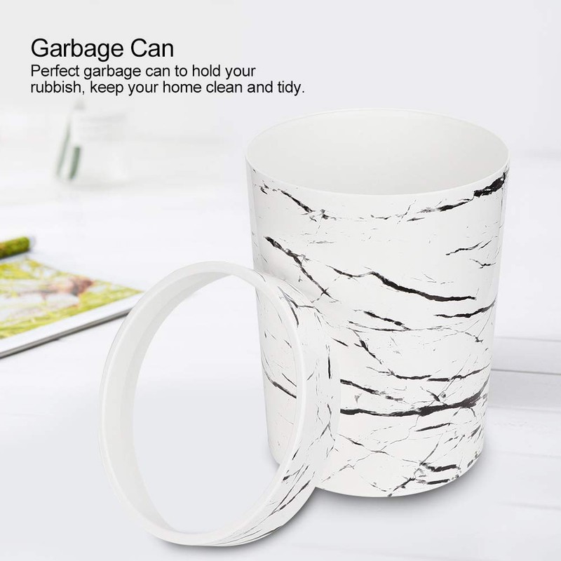 Wifehelper White Household Bathroom Waste Bin Marble Lidless Garbage Can