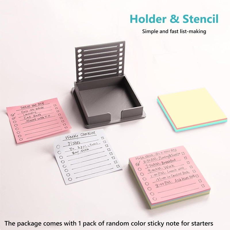 Sticky Note Holder with Stencil Post it Note Holder with