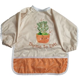 Madrona Brands Full Sleeve Waterproof Toddler Thyme to Eat Baby Bib Smock | Fits Kids 1-3 Years