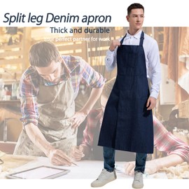 Kyuwdone Pottery Aprons with Pockets Overlapped Split-Leg Apron for potters, gardeners, artists, men and women, Denim, Medium