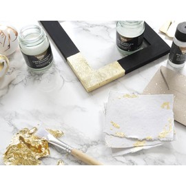 KREUL Golden Elegance 99410 Golden Elegance Gold Plated with Leaf Metal, Coating Milk, Coating Varnish, Brushes, for Decorating Indoor Decorative Objects such as Picture Frames, Wooden Parts, Cards